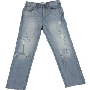 Madewell The Perfect Vintage Jeans Distressed Crop Light Wash Size 28 TINY FLAW